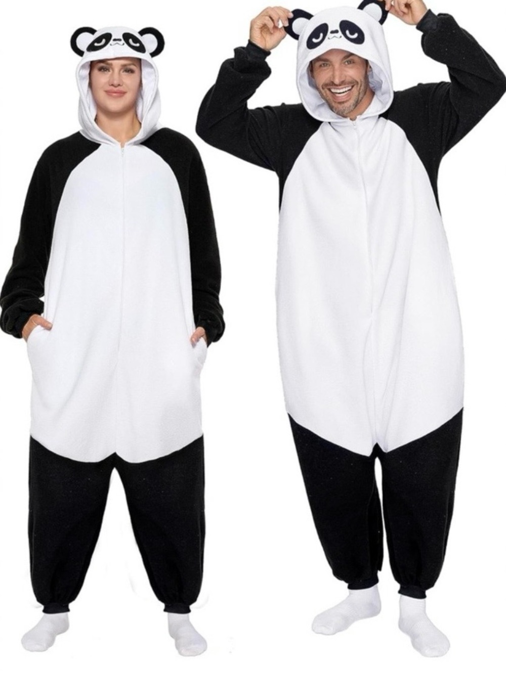 Panda Onsie Costume - Black & White Adult Medium